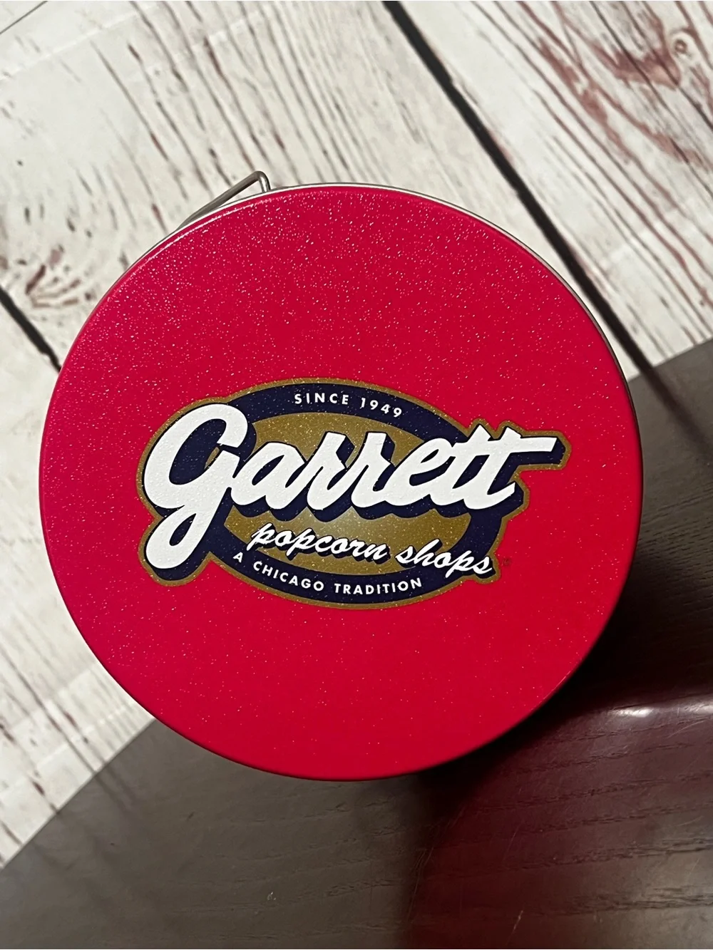 Garrett Popcorn Shops Pink & Red Striped Tin Bucket